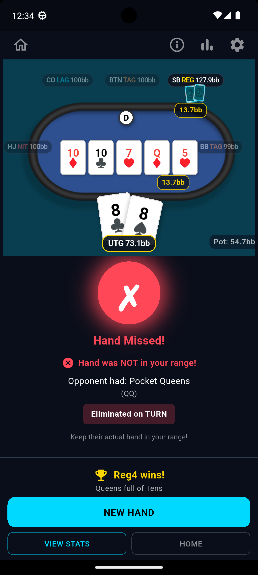 Post-hand review and lesson in Soul Read